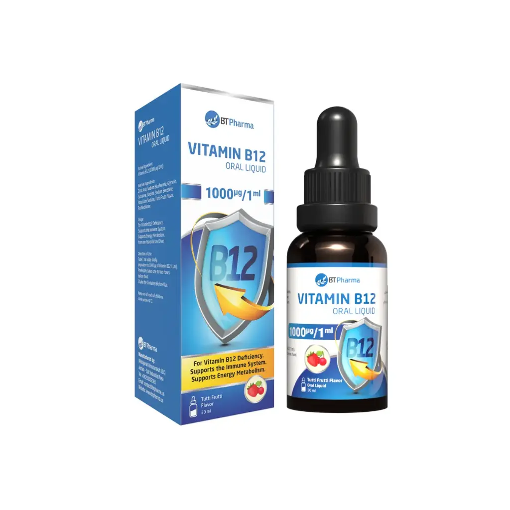 BT Pharma Vitamin B12 Liquid (1000mcg/1ml) - 30ml