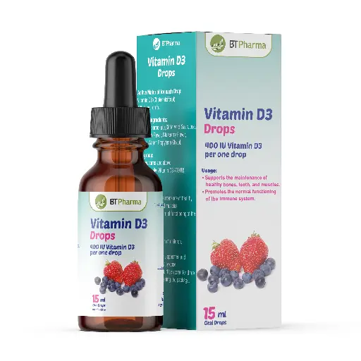 [FP021] BTPharma Vitamin D3 drops (400 IU) – 15ml